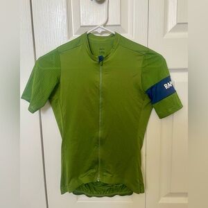 Rapha Green Short-Sleeve Cycling Jersey with Blue Sleeve Band